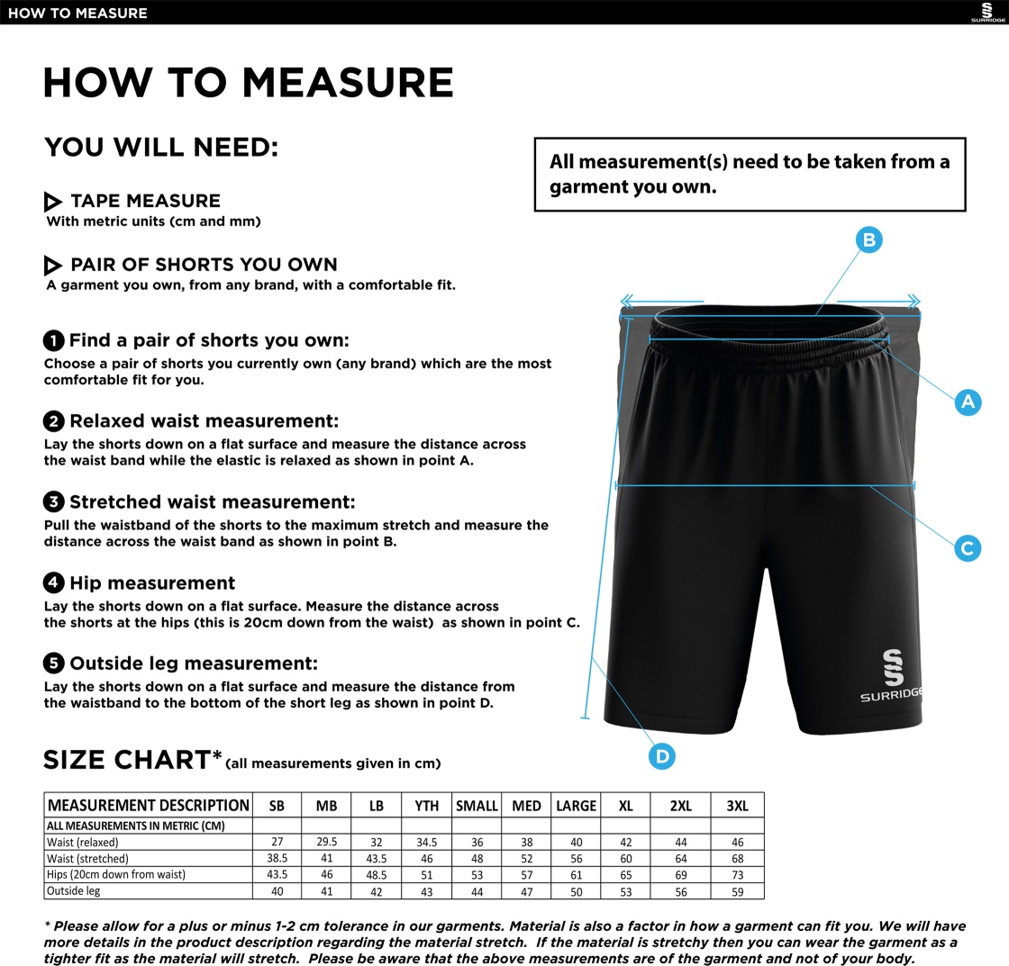 Winchester Penguins Ripstop Shorts - MALE - Size Guide