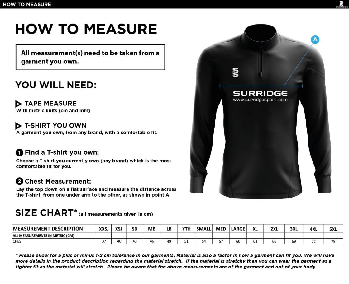 Winchester Penguins Performance Top JUNIOR - Size Guide