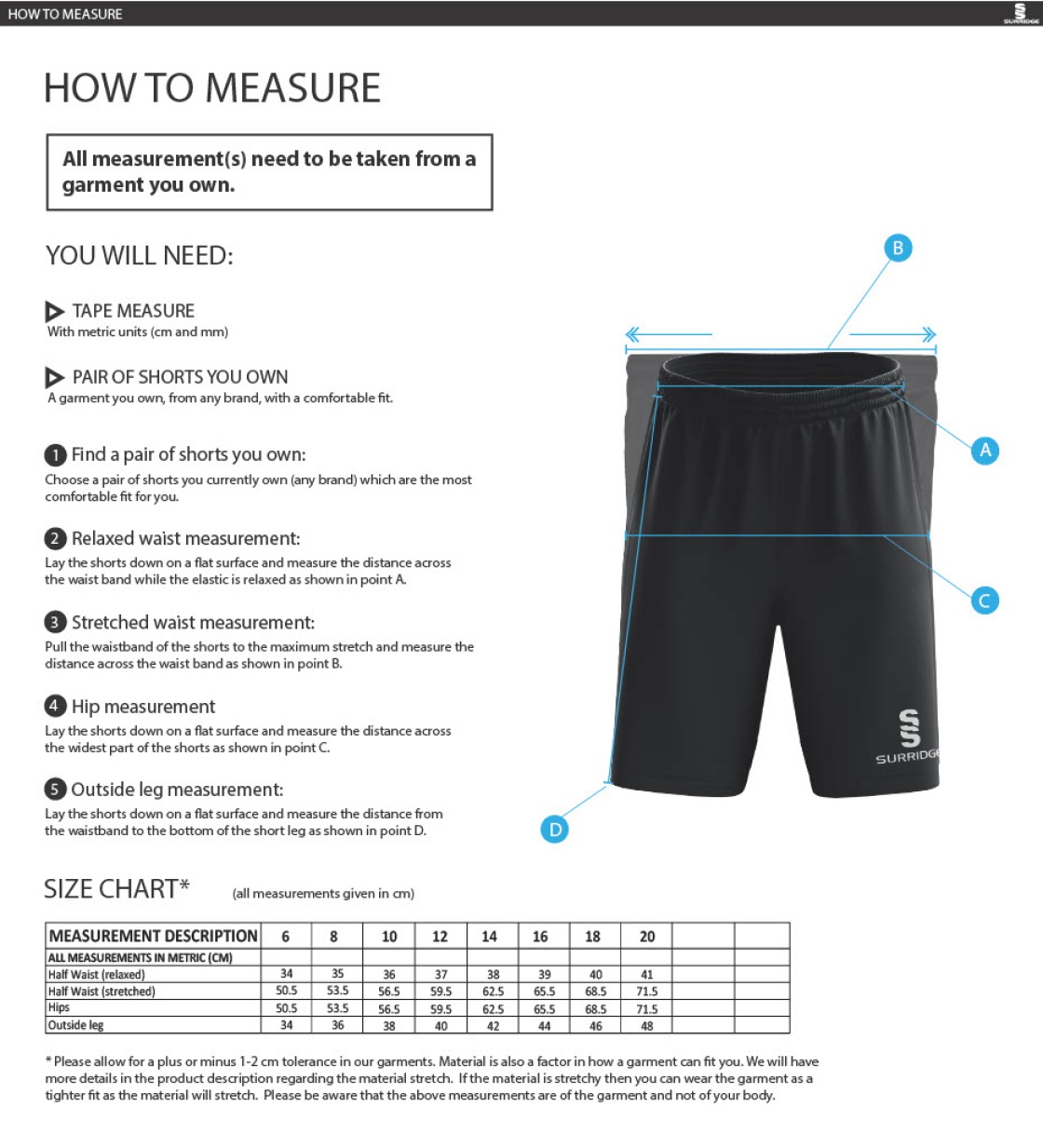 WINCHESTER PENGUINS RIPSTOP SHORTS - FEMALE - Size Guide
