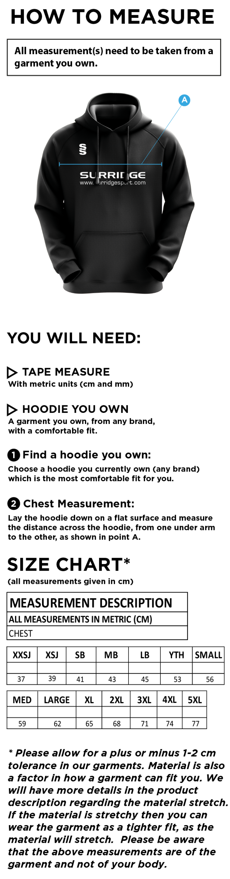 WINCHESTER PENGUINS HOODIE - Size Guide