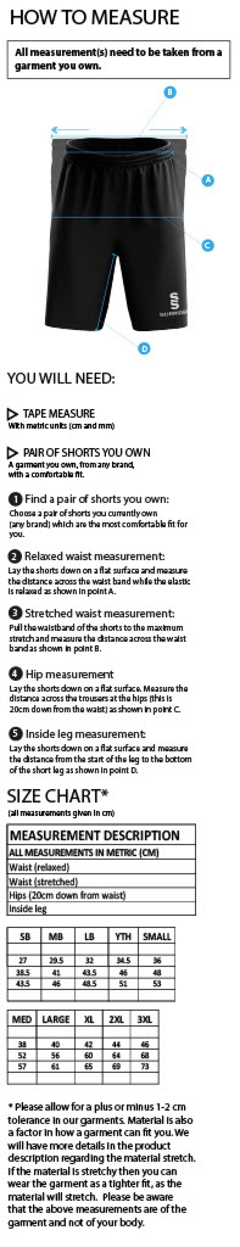 WINCHESTER PENGUINS RIPSTOP SHORTS - FEMALE - Size Guide