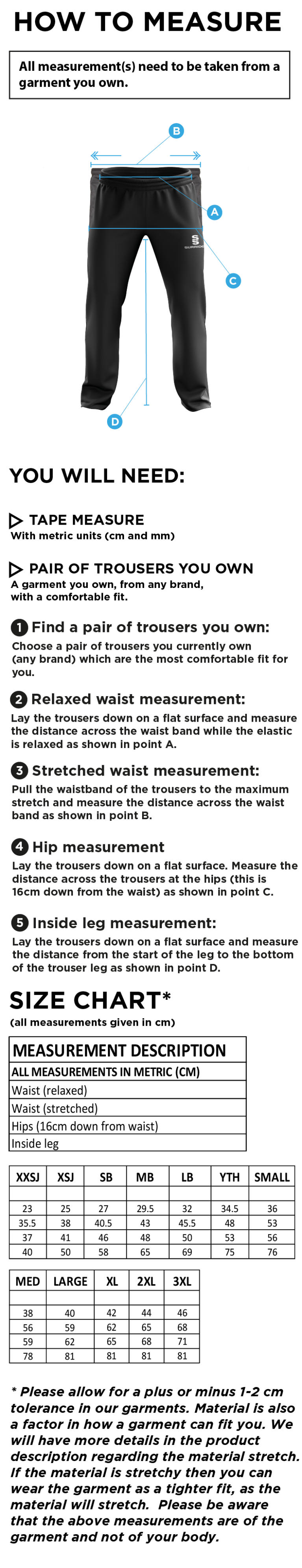 WINCHESTER PENGUINS CLASSIC TRACK PANTS - MALE - Size Guide